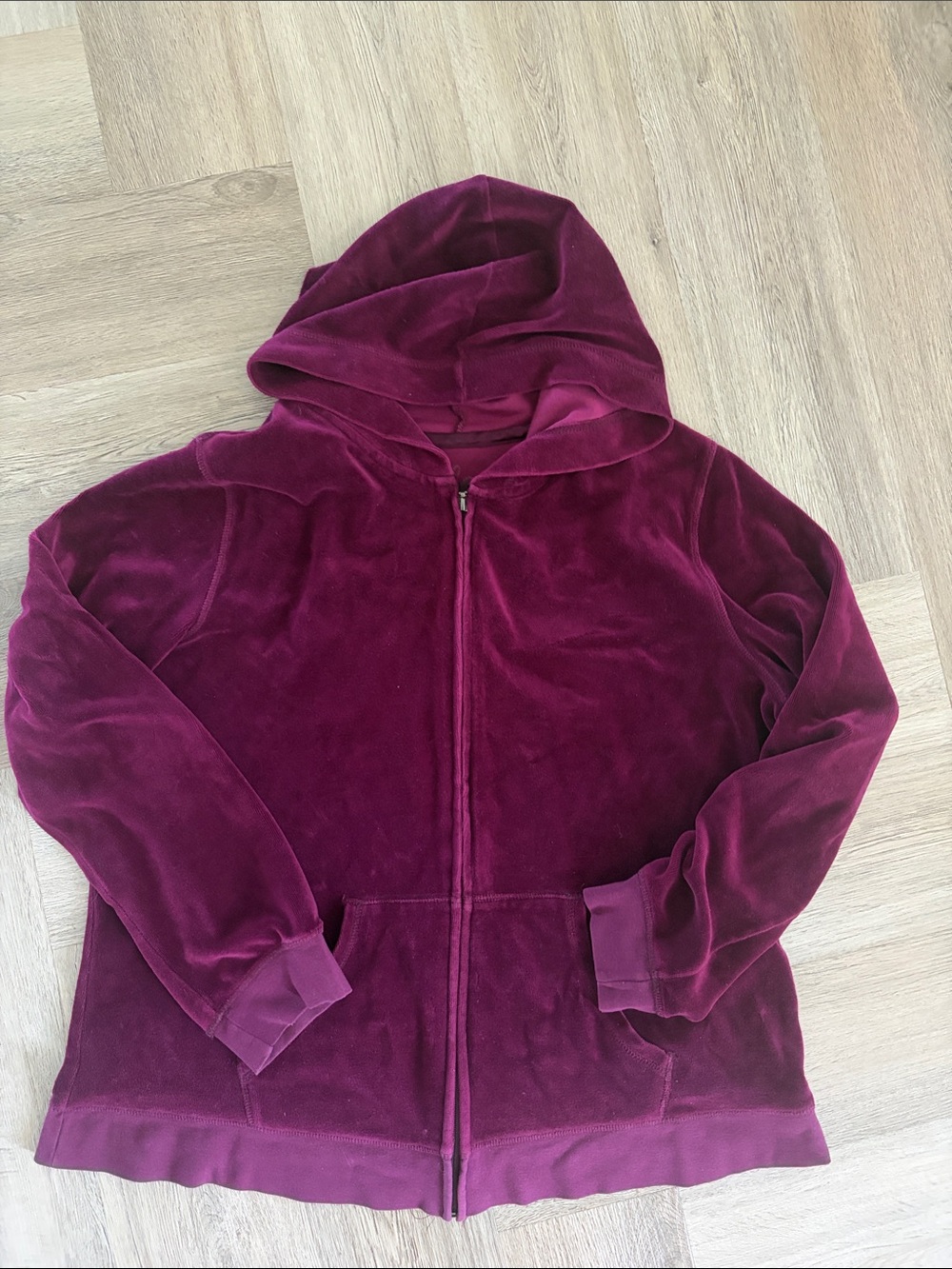 made for life Velvet Zip-Up Hoodie in Deep Wine